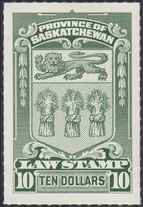 Stamp, Coat of Arms of Saskatchewan, Saskatchewan,  , Cereals, Coats of Arms, Heraldic Animals, Лев