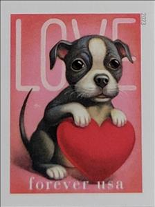 Stamp, Love : Puppy, United States of America,  , Animals (Fauna), Dogs, Hearts, Love, Mammals