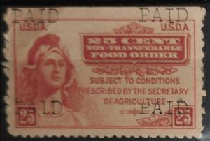 Stamp, 25 Cents Non-Transferable Food Order, United States of America,  , Food, Women