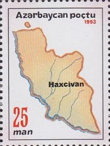 Stamp, Map of Nakhchivan Republic (HAXCIVAN), Azerbaijan,  , Anniversaries and Jubilees, Maps