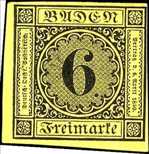 Stamp, Value in circle, Baden,  , Numbers