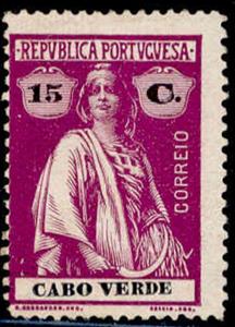 Stamp, Ceres, Cabo Verde,  , Agriculture, Crops, Gods and goddesses, Keyplate Type, Mythology, Tools