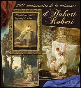 Souvenir Sheet, Hubert Robert (1733–1808), Central African Republic,  , Anniversaries and Jubilees, Painters