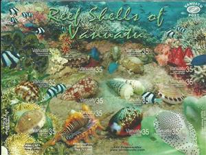 Mini Sheet, Shells and Sea Snails - MiNo. 1261-72, Vanuatu,  , Shells