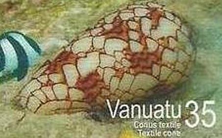 Stamp, Cloth-of-gold / Textile Cone (Conus textile), Vanuatu,  , Shells