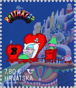 Stamp, Professor Balthazar's Bed, Croatia,  , Cartoons, Comics, Cryptostamps