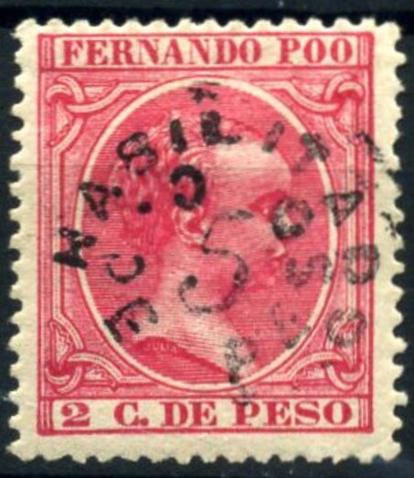 Alfonso XIII overprinted in black