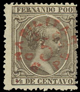 Alfonso XIII overprinted in red