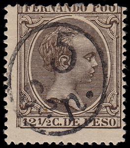 Stamp, Alfonso XIII, overprinted in black, Fernando Poo,  