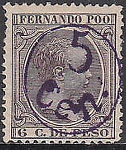 Stamp, Alfonso XIII, overprinted in blue, Fernando Poo,  