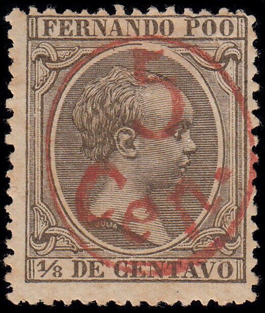 Alfonso XIII, overprinted in red