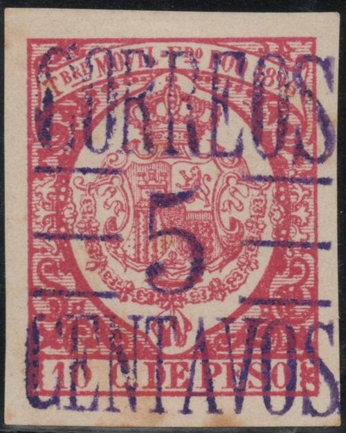 Revenue stamp overprinted in violet
