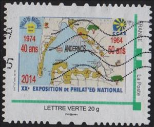 Stamp, 20th National Stamp Show, Andernos, France,  , Maps, Philatelic Exhibitions
