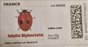 Stamp, Adalia Bipunctata. Redesign without laposte logo, France,  , Animals (Fauna), Beetles, Insects