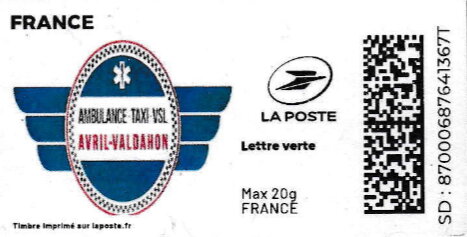Ambulance Taxis VSL Avril-Valdanon. with laposte logo