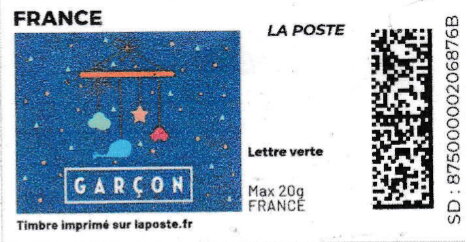 Blue Cot Mobile. Boy/Garcon. Redesign without Laposte logo