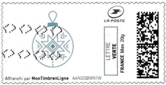 Stamp, Christmas Decoration. Bauble in blue, France,  , Cartoons, Christmas