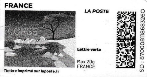Stamp, Corsica/Corse. Redesign without laposte logo, France,  , Beaches, Coastal Areas, Islands