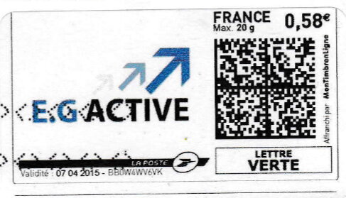 Stamp, EG Active Lyon, France,  , Arrows, Communication, Logos