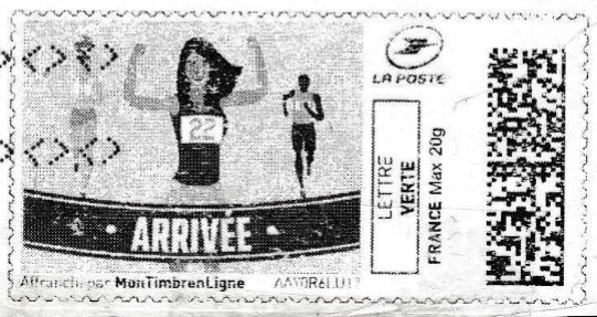 Stamp, Finish. Arrivee in black, France,  , Running, Sports