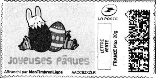 Happy Easter Joyeuses Paques. Bunny in an egg, and blue egg