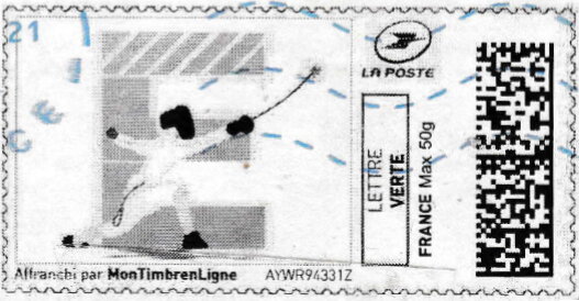 Letter E Escrime Fencing in black
