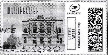 Stamp, Montpellier in black, France,  , Townscapes / City Views