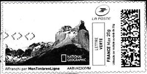 Stamp, Mountain 2 in black, France,  , Landscapes, Mountains
