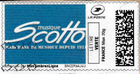 Stamp, Musique Scotto, France,  , Musical Instruments, Shops