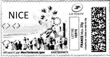 Stamp, Nice in black, France,  , Beaches, Festivals