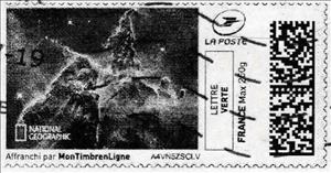 Stamp, Pillars of Creation in black, France,  , Outer Space, Stars