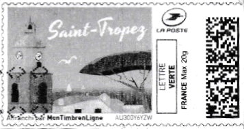 Stamp, Saint Tropez in black, France,  , Beaches