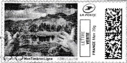 Stamp, Summer Landscape in black, France,  , Hands, Landscapes, Summer