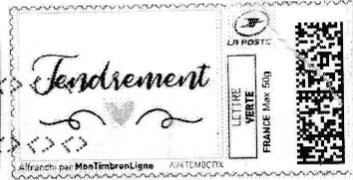 Stamp, Tenderly Tendrement grey heart, France,  , Hearts, Love, Valentine's Day