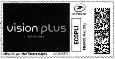 Stamp, Vision Plus in black, France,  , Opticians