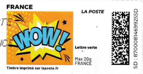 Stamp, Wow. Redesign without laposte logo, France,  , Cartoons