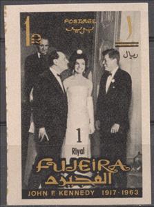 Stamp, JFK with His Wife and Lyndon B. Johnson, Fujairah (Fujeira),  , Famous People, Heads of State, Politicians