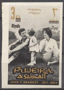 Stamp, JFK with the Family, Fujairah (Fujeira),  , Famous People, Heads of State, Politicians