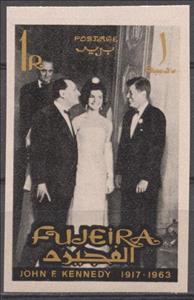 Stamp, President and Jackie Kennedy with André Malraux, Fujairah (Fujeira),  , Famous People, Heads of State, Politicians
