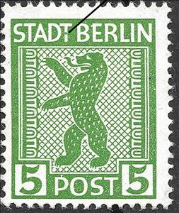 Stamp, Stadt Berlin, Germany,  Allied Occupation of Berlin (1945),  , Bears, Coats of Arms, Heraldic Animals, Mammals, Stylized Animals