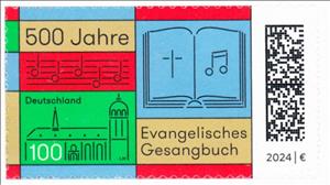 Stamp, Evangelical Church Songbook, 500 Years, Germany, Federal Republic,  , Books, Christian, Music