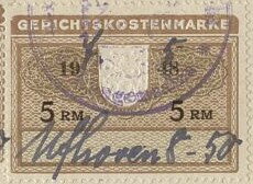 Stamp, Court Fees Embossed coat of arms, Germany, Soviet Occ. of Thuringia,  , Coats of Arms