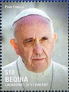 Stamp, Pope Francis, Grenadines of St. Vincent, Bequia,  , Clergy, Famous People, Men, Popes, Religion