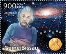 Stamp, Albert Einstein, Guinea-Bissau,  , Famous People, Mathematicians, Medals and Marks of Honour, Nobel Laureates, Physicists, Physics, Scientists, Space Traveling