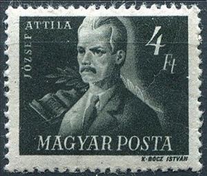 Stamp, Attila József (1905-1937) poet, Hungary,  , Authors, Famous People, Freedom Fighters, Literary People (Poets and Writers), Literature, Men