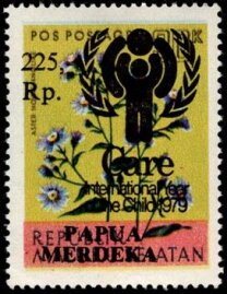 Stamp, Aster Novae Angliae, Indonesia, West Irian,  