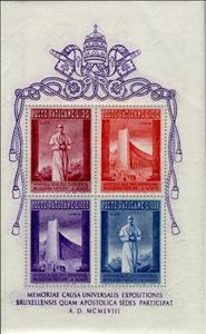 Souvenir Sheet, EXPO- Bruxelles, Vatican City,  , Special Occasions