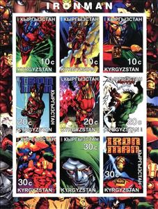 Mini Sheet, Ironman, Kyrgyzstan,  , Cartoons, Comics, Heroes