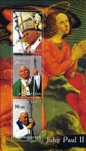 Mini Sheet, Pope John Paul II, Kyrgyzstan,  , Clergy, Famous People, Popes, Religion
