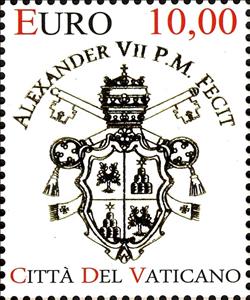 Stamp, Coat of arms of Pope Alexander VII, Vatican City,  , Coats of Arms